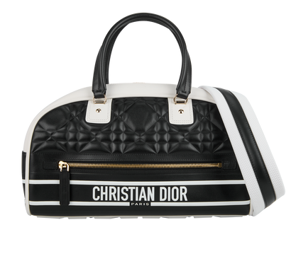 Medium Bowling Bag, &pound;750, Handbags, Black/White, Leather, Front view